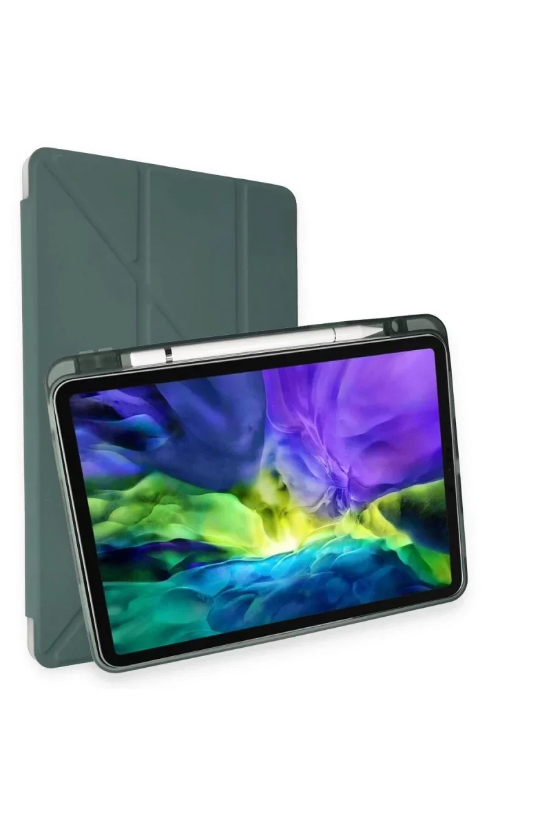 Apple iPad Pro 11 (2018) Kılıf Kalemlikli Mars Tablet Kılıfı - Koyu Yeşil