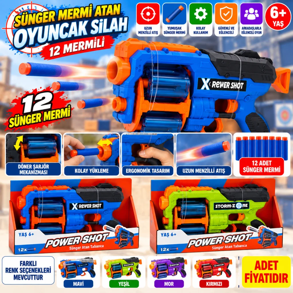 SH59636 OYUNCAK SİLAH SÜNGER MERMİ ATAN (adet fiyatıdır)