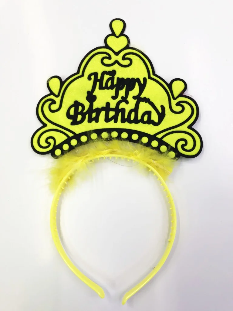 Happy Birthday Yazılı Neon Renk Taç 12 Adet görsel 3