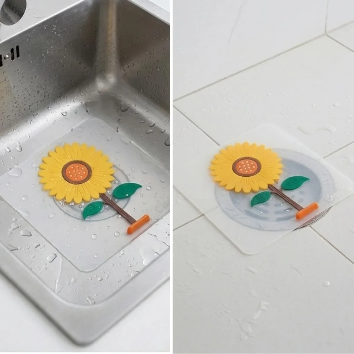 Ayçiçeği Tasarımlı Gider Koku Önleyici – Silikon Lavabo Gider Matı görsel 4