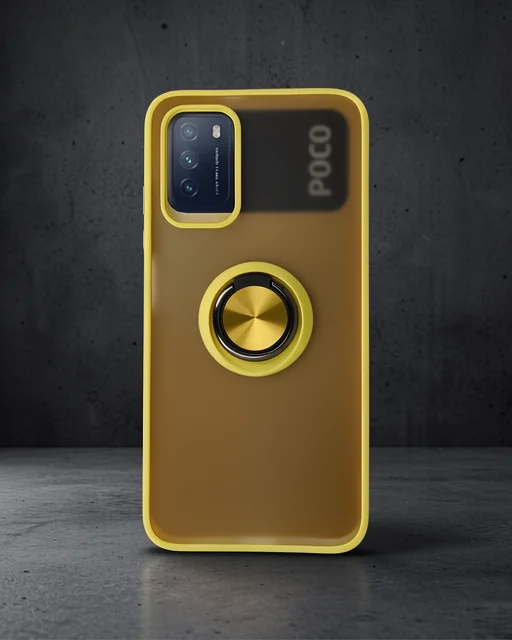 Xiaomi Redmi 9t Kılıf Montreal Yüzüklü Silikon Kapak - Sarı