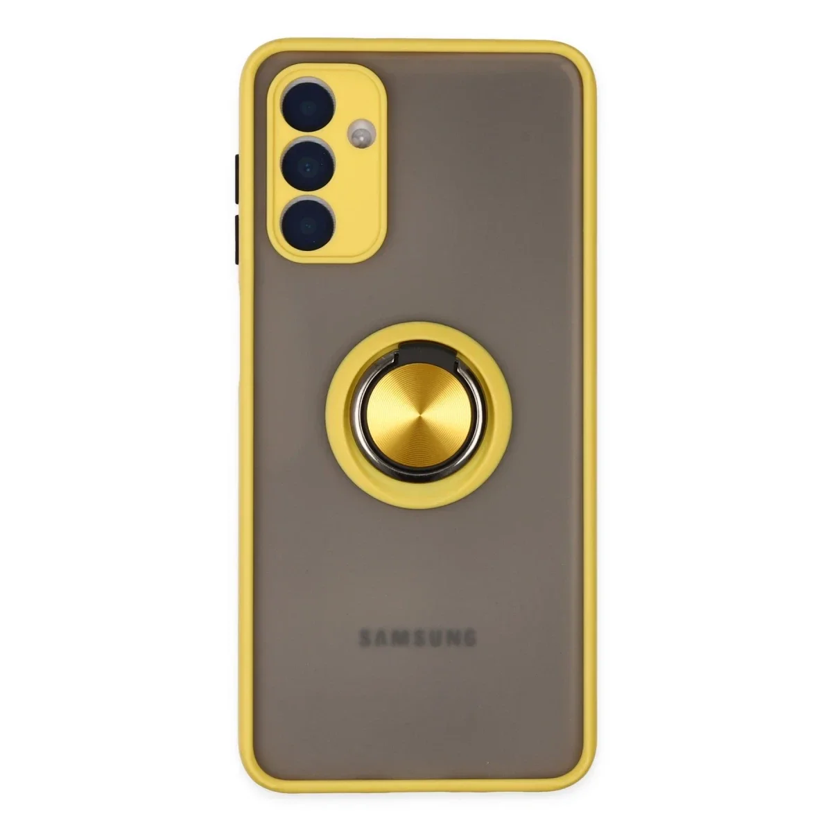 Samsung Galaxy A04S Kılıf Montreal Yüzüklü Silikon Kapak - Sarı