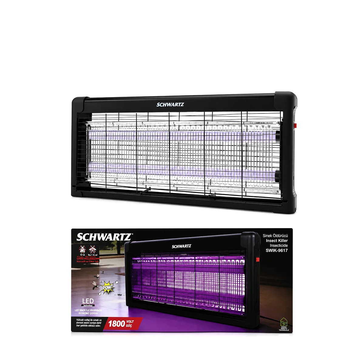 Sinek Öldürücü Cihaz 1800V LED 100m² (54x23.5 cm) görsel 2
