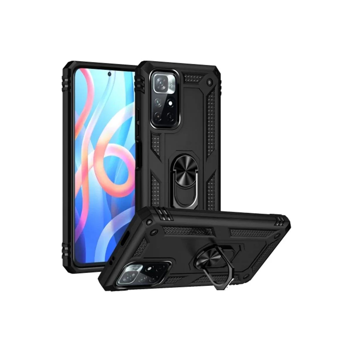 Xiao Red Note 11T Kılıf Sofya Yüzüklü Silikon Kapak - Siyah görsel 2