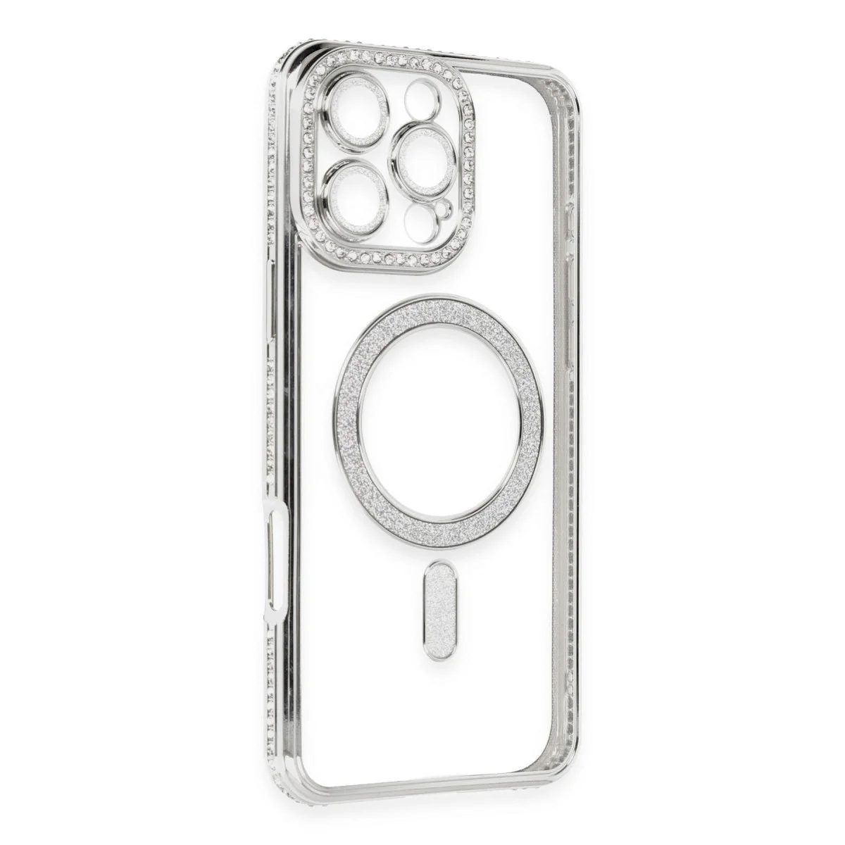 Apple İphone 16 Pro Kılıf Joke Simli Magneticsafe Kılıf - Gümüş görsel 3