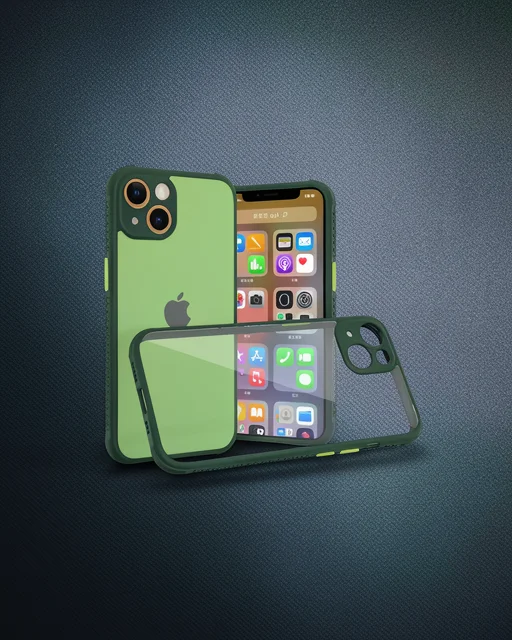 Apple İphone 13 Mini Kılıf Miami Şeffaf Silikon - Koyu Yeşil