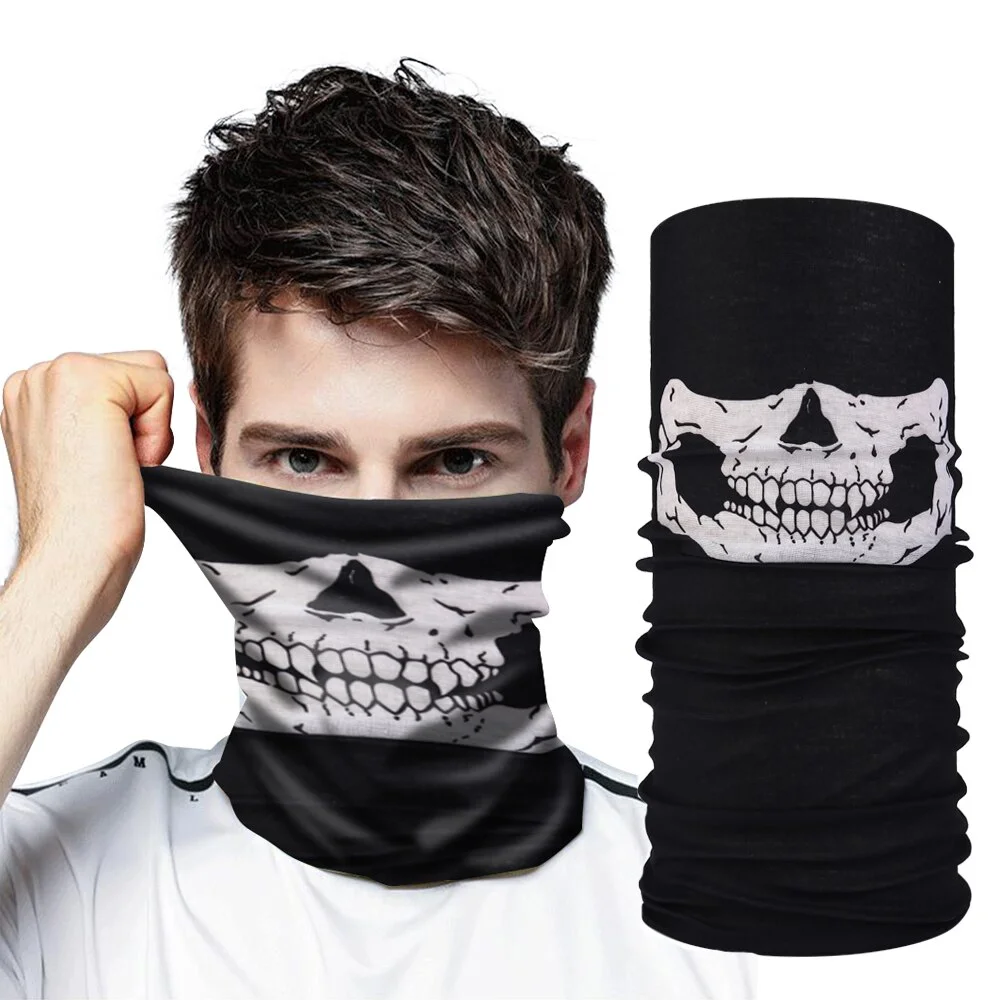 Siyah Renk Dikişsiz Çok Fonksiyonlu Çene Kafatası Yüz Maskesi Baf Buff Bandana Boyunluk Bileklik görsel 2