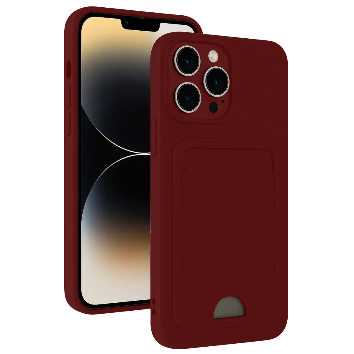 Apple iPhone 15 Pro Kılıf Kelvin Kartvizitli Silikon - Bordo