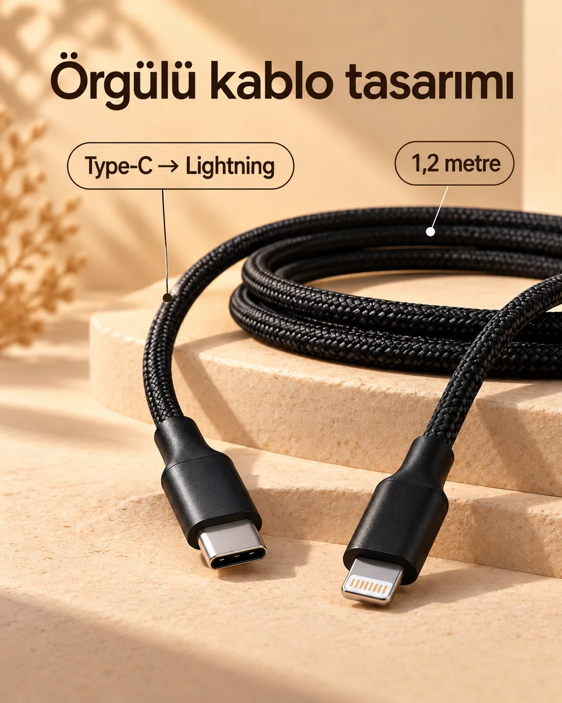 PD Hızlı Şarj Destekli LED Göstergeli Lightning Kablo görsel 5