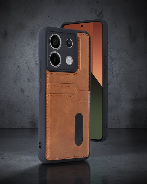 Xiaomi Redmi Note 13 Pro 5g Kılıf Sara Kartvizitli Deri Kılıf - Taba