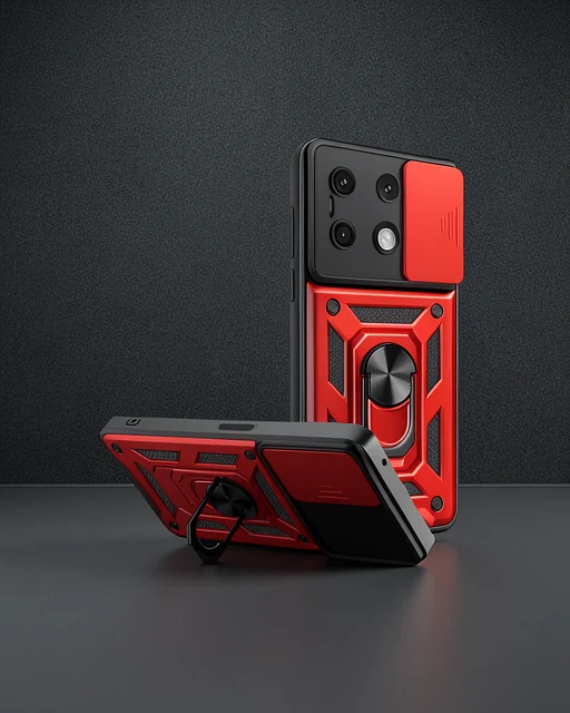 Xiaomi Redmi Note 13 4g Kılıf Pars Lens Yüzüklü Silikon - Kırmızı