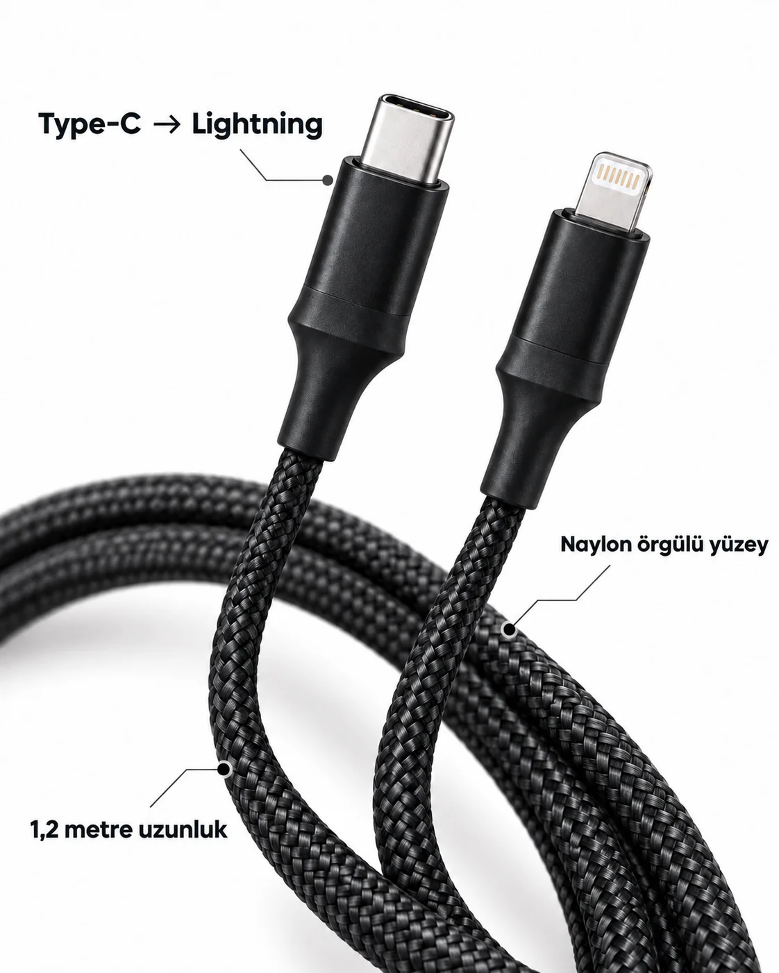 PD Hızlı Şarj Destekli LED Göstergeli Lightning Kablo görsel 6