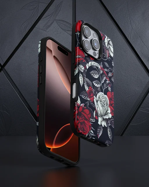 Onegif Apple İphone 16 Pro Max Flower Series Magsafe Kapak - Siyah