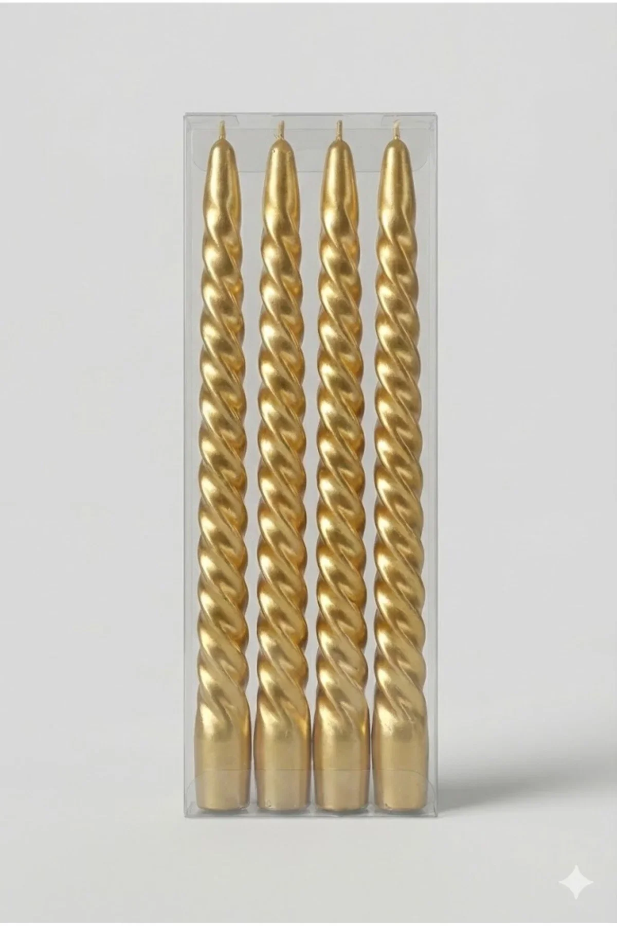 4'lü Lüks Burgu Şamdan Mumu 26 cm - Damlatmaz Spiral Dekoratif Mum Seti görsel 2