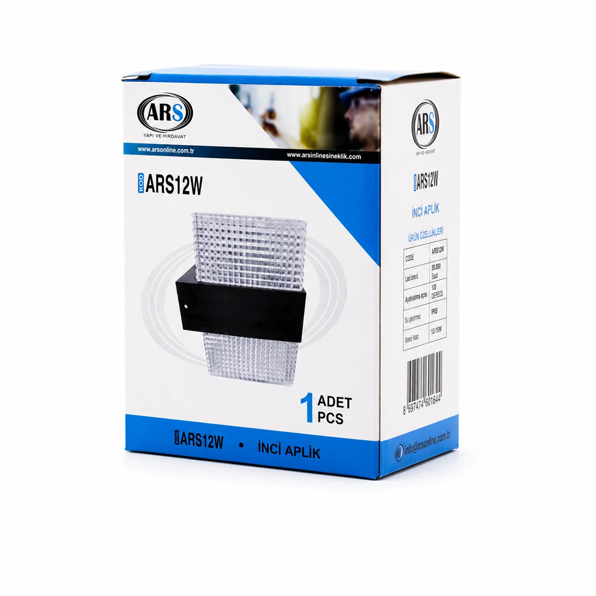 IP66 50.000 Saat Led Ömrü 10W İnci Led Aplik Duvar Lambası ARS-348956 görsel 3