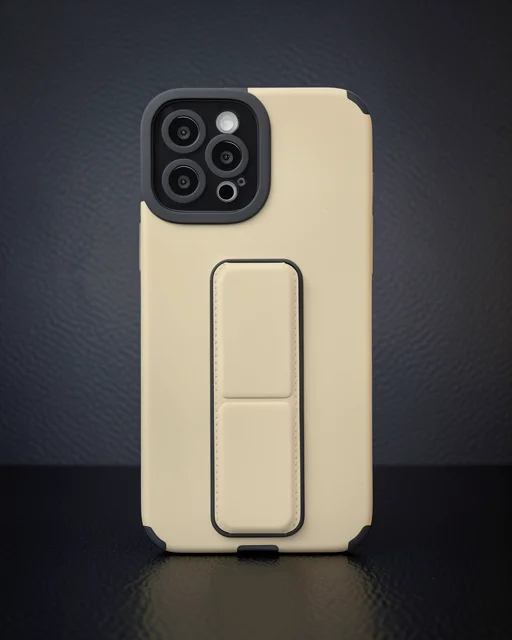 Apple İphone 12 Pro Max Kılıf Mega Standlı Silikon - Gold
