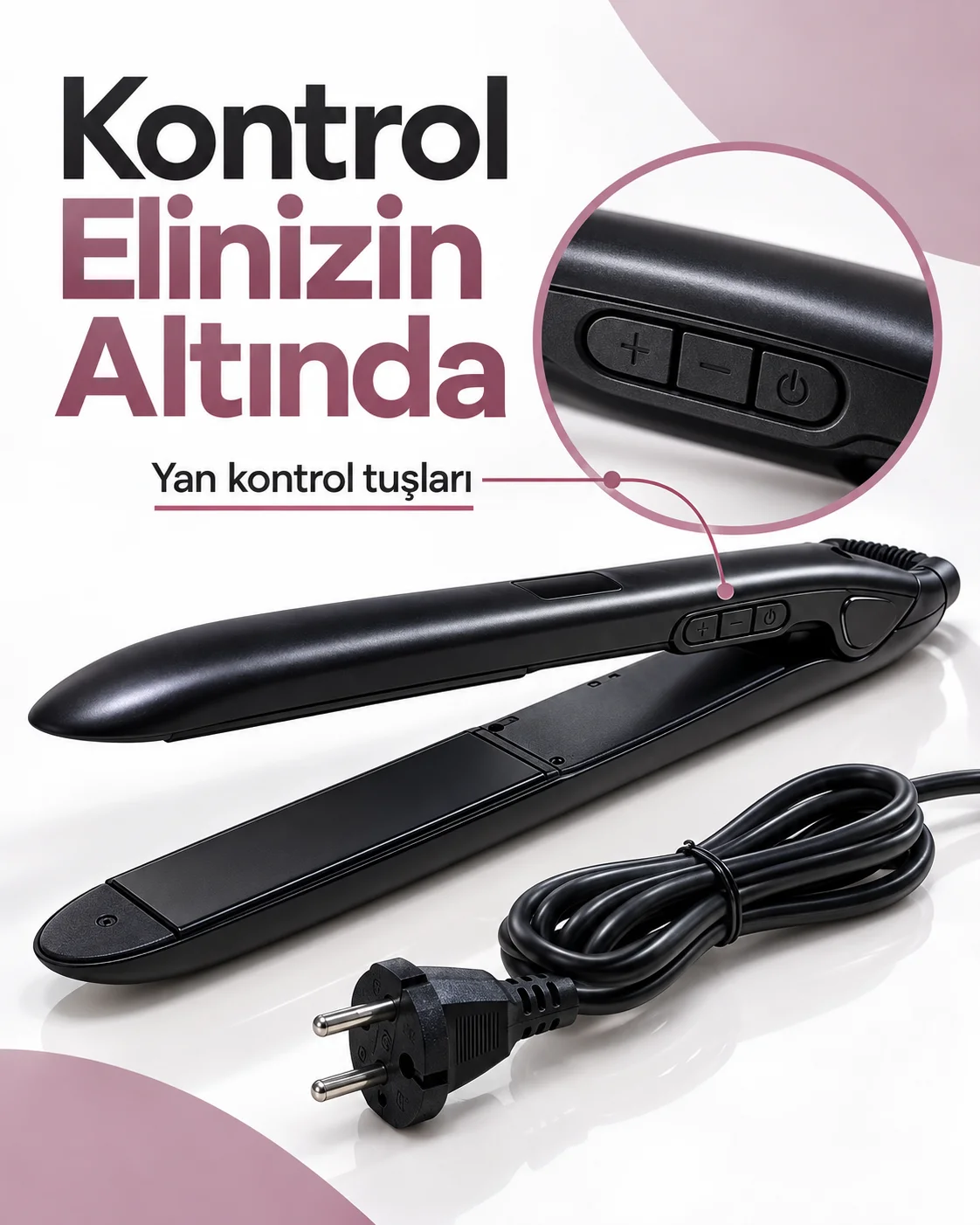 Seramik Plakalı 110–240 V LCD Ekranlı Saç Şekillendirici görsel 5