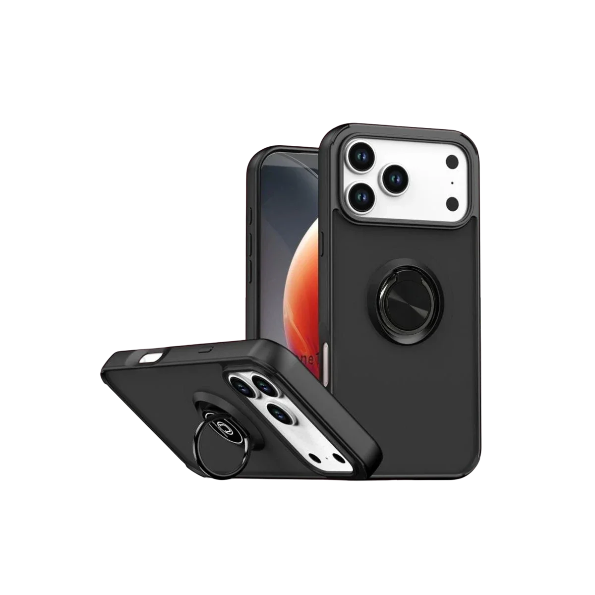 Apple iPhone 17 Pro Max Montreal Yüzüklü Silikon Kapak - Siyah