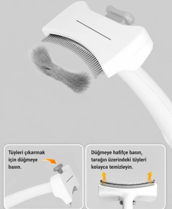 Basmalı Metal Uçlu Evcil Hayvan Tüy Toplama Tarağı CM-586 görsel 2