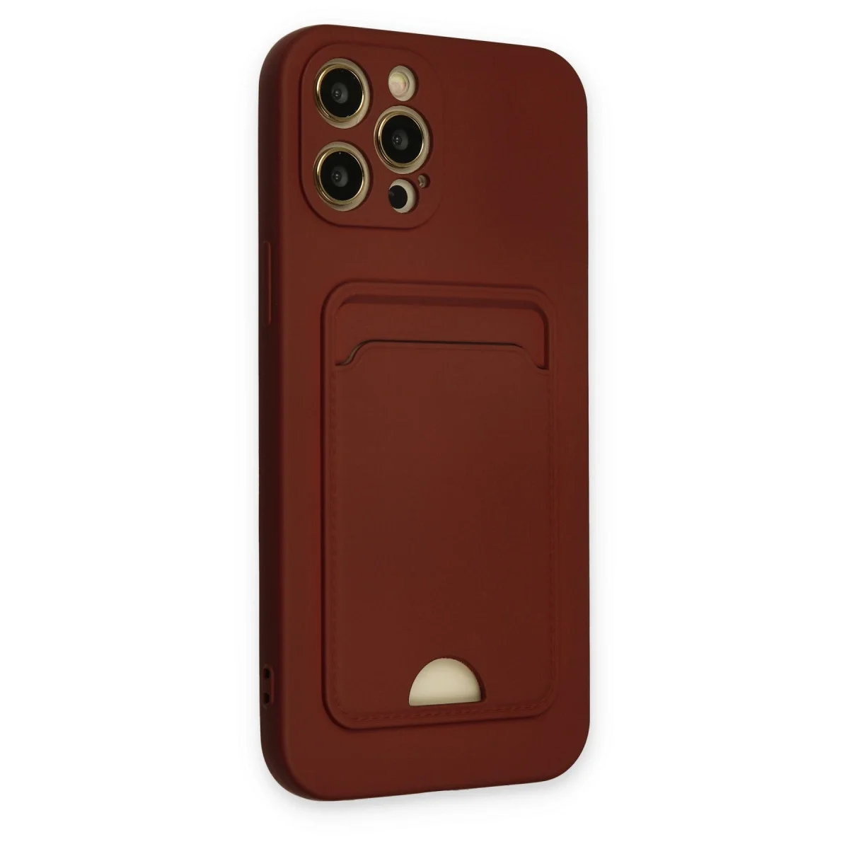 Apple İphone 12 Pro Max Kılıf Kelvin Kartvizitli Silikon - Bordo görsel 3