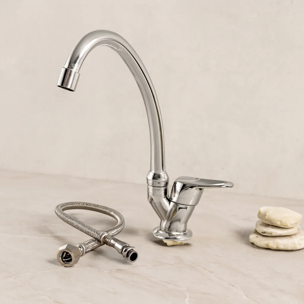 Tek Kollu Mermerüstü Lavabo Bataryası (Aç-Kapa)