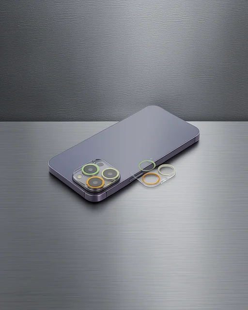 Apple İphone 13 Pro Max Renkli Kamera Lens Koruma Cam - Sarı-turuncu