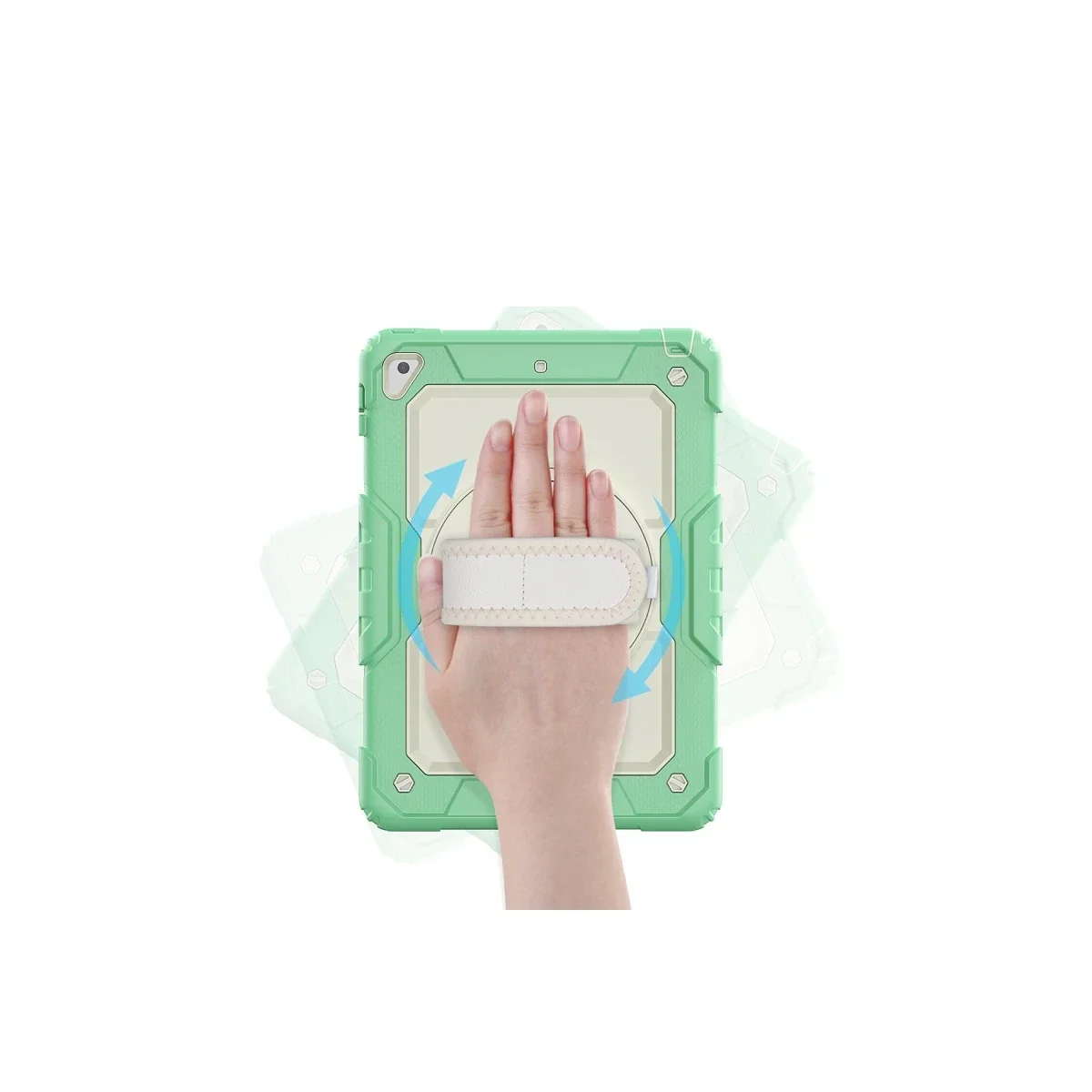 Apple iPad 5 Air 9.7 Kılıf Strap New Tablet Kapak - Yeşil görsel 3