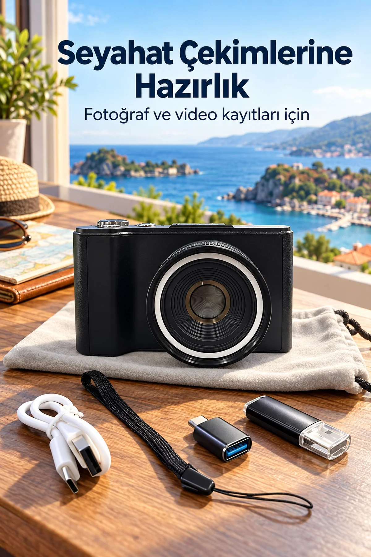 Katlanabilir Ekranlı 4K Vlog Kamerası Otomatik Odaklamalı Dijital Fotoğraf Makinesi