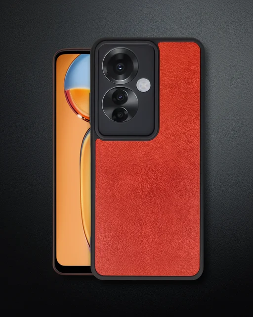 Oppo Reno 11f Kılıf Aras Deri Kapak - Kırmızı