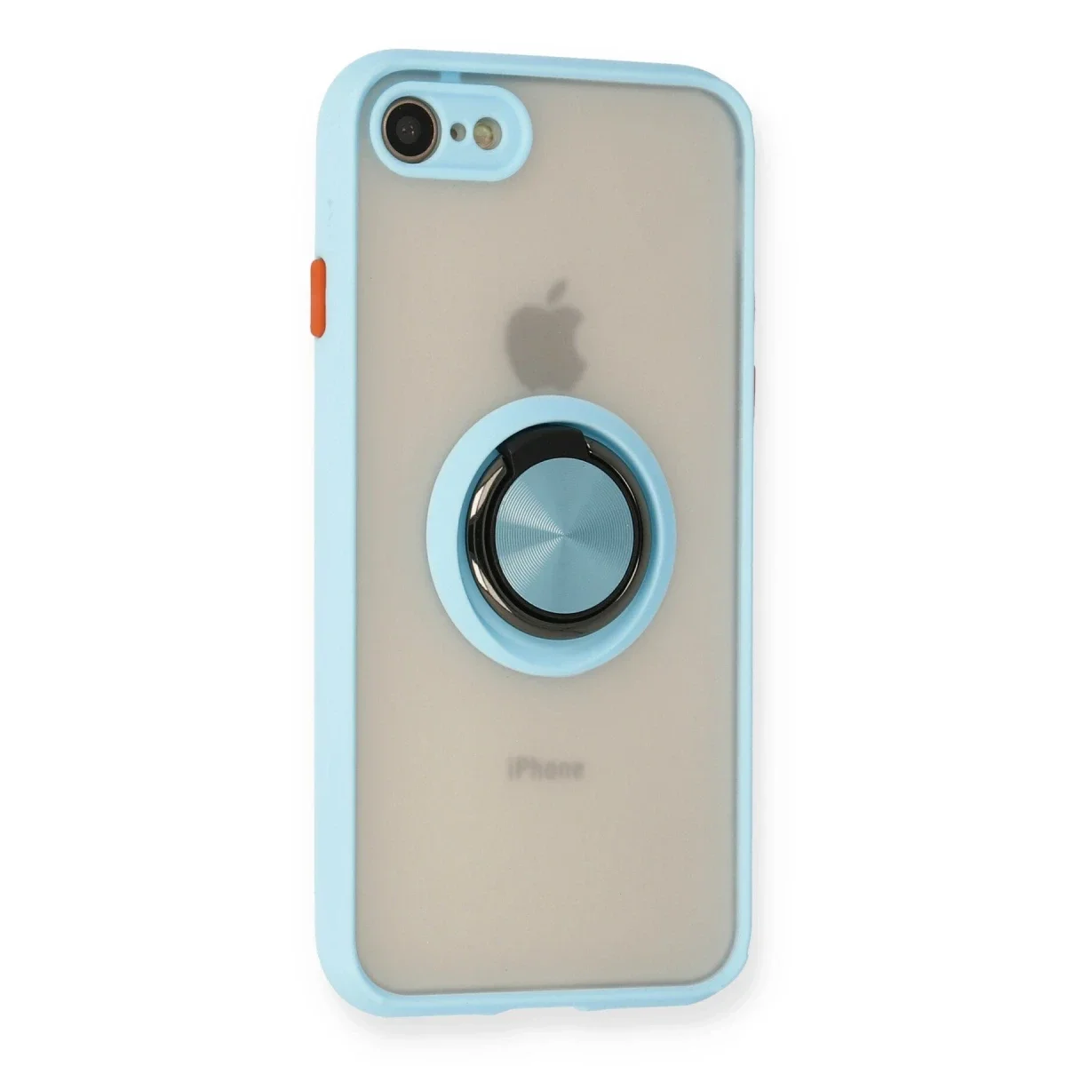 Apple iPhone 7 Kılıf Montreal Yüzüklü Silikon Kapak - Buz Mavi görsel 2