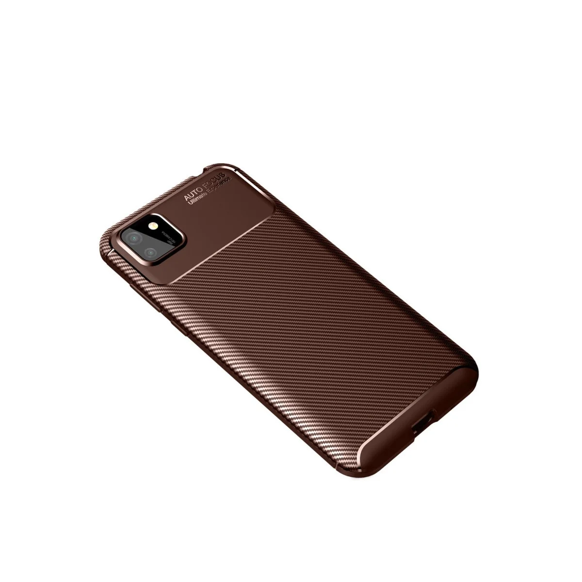 Huawei Y5p Kılıf Auto Focus Karbon Kapak - Kahverengi görsel 2