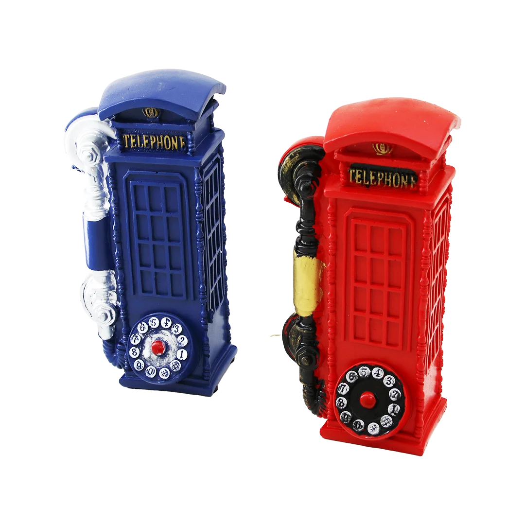 Telefon Kulübesi Dekoratif Reçine Kumbara - Vintage 20x6x6 cm görsel 2