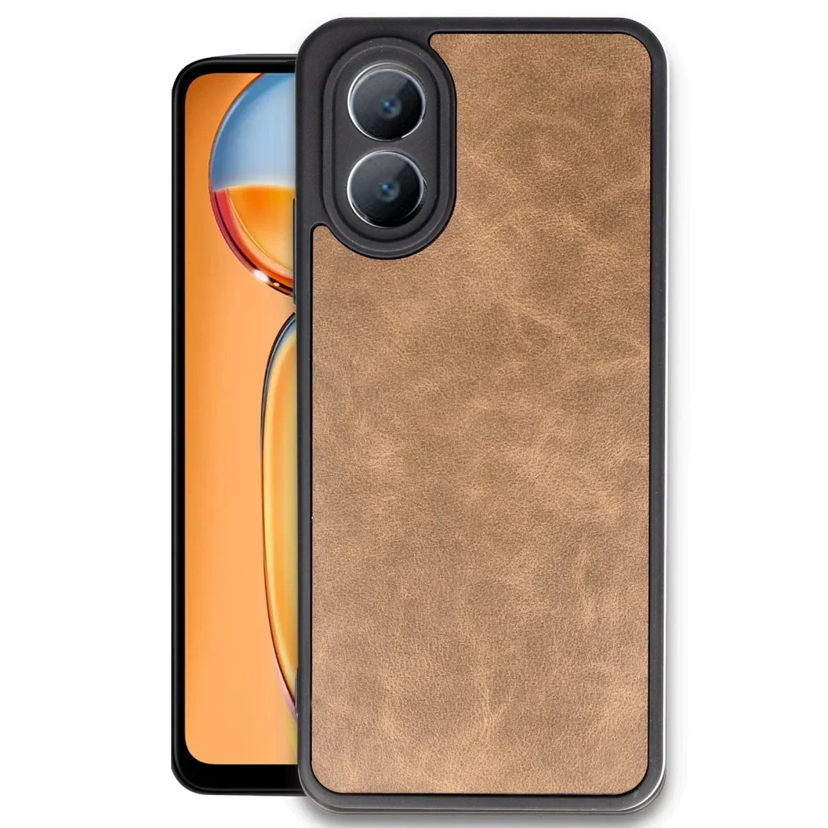 Oppo A38 Kılıf Aras Deri Kapak - Taba