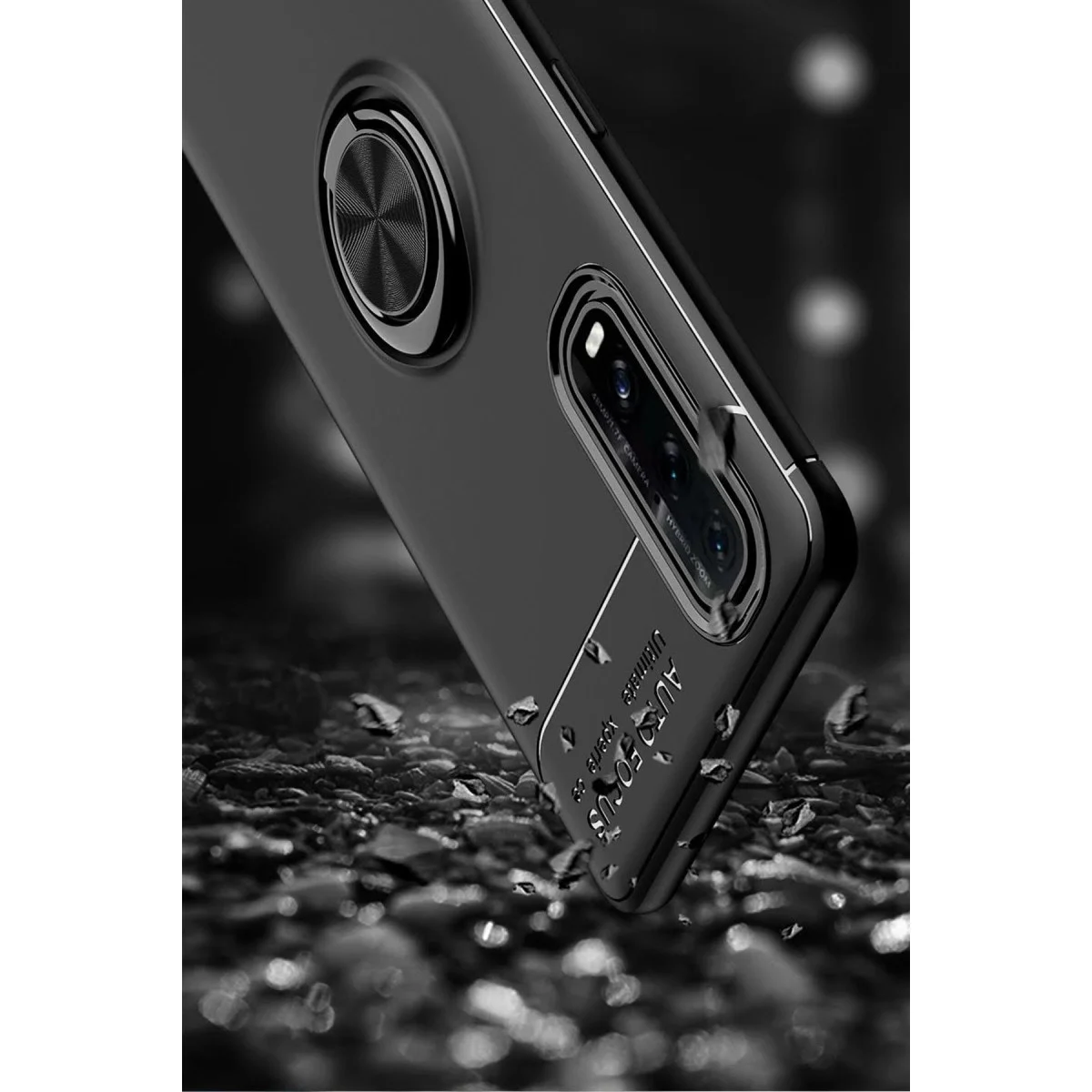 Oppo Find X2 Kılıf Range Yüzüklü Silikon - Siyah-kırmızı görsel 5