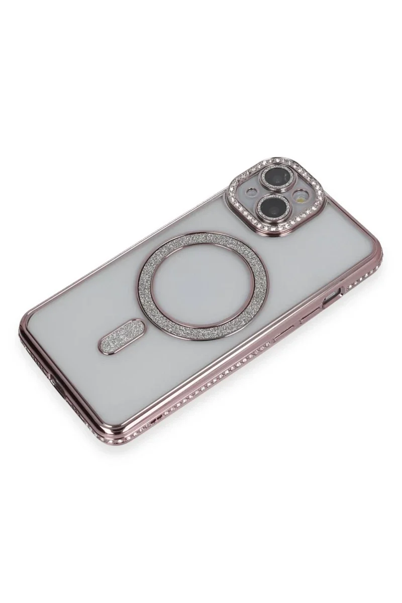 Apple iPhone 13 Kılıf Joke Simli Magneticsafe Kılıf - Pembe görsel 3