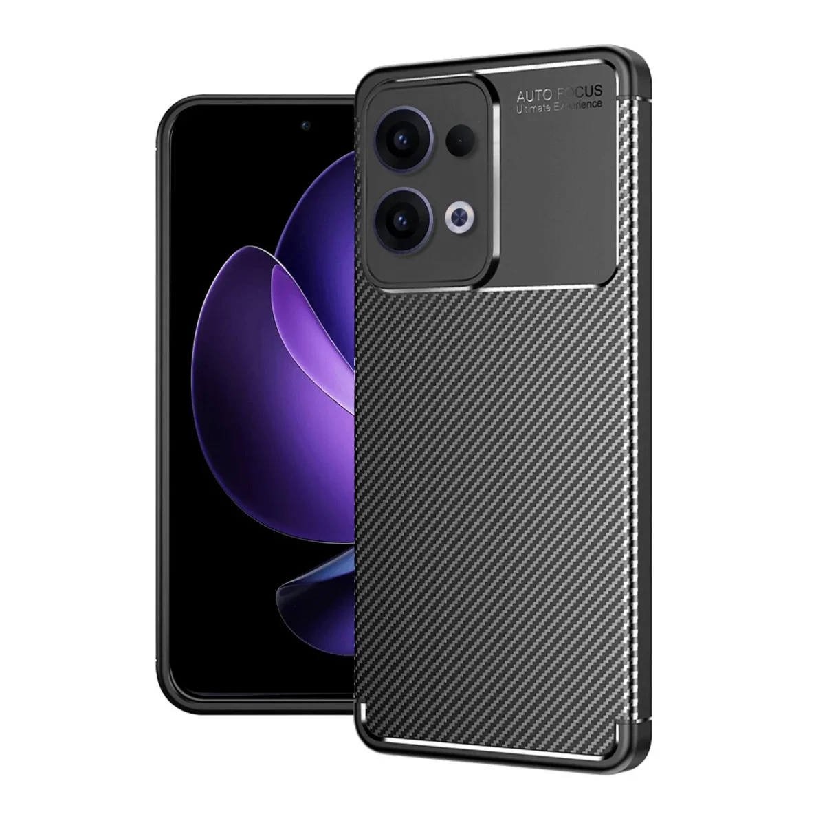 Oppo Reno 13 Pro Kılıf Auto Focus Karbon Kapak - Siyah görsel 3