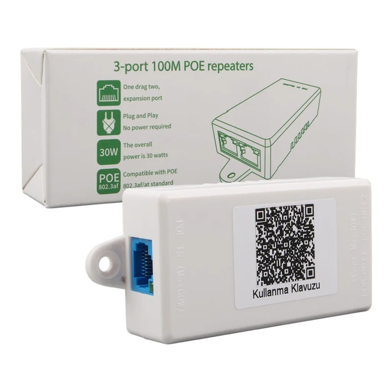 POE-RP12 1 Port Poe Giriş Besleme+ 2 Port Poe Çıkış 10/100 Plastik Kasa Poe Repeater görsel 3