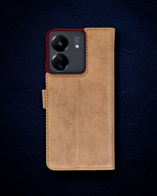 Xiaomi Redmi 13c Kılıf Trend S Plus Kapaklı Kılıf - Taba