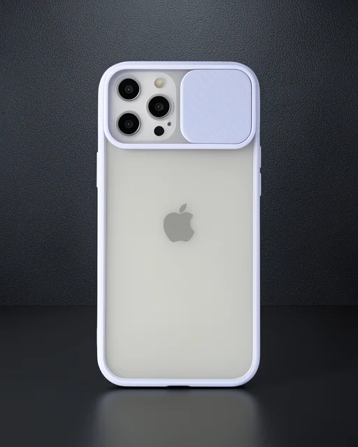 Apple İphone 12 Pro Max Kılıf Palm Buzlu Kamera Sürgülü Silikon - Lila