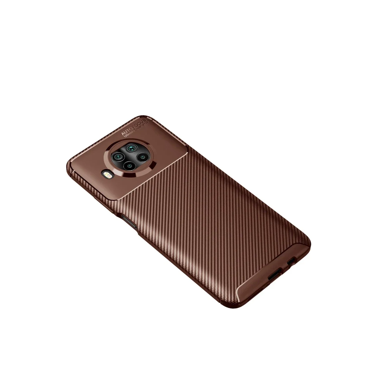 Xiaomi Mi 10T Lite Kılıf Auto Focus Karbon Kapak - Kahverengi görsel 2
