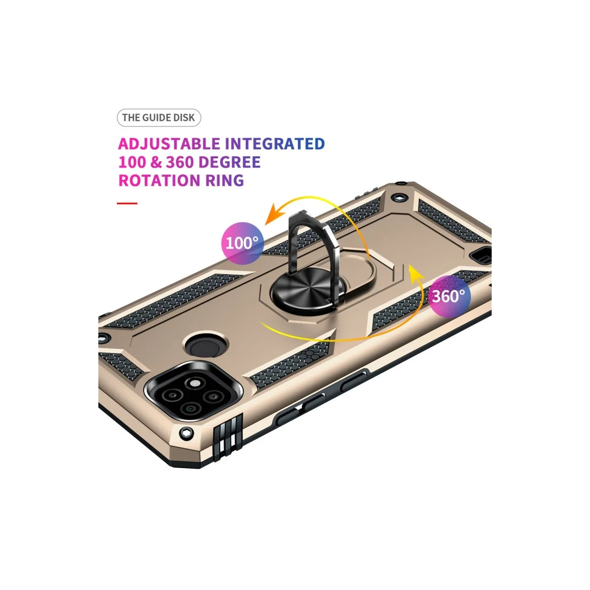 Realme C21 Kılıf Sofya Yüzüklü Silikon Kapak - Gold görsel 5