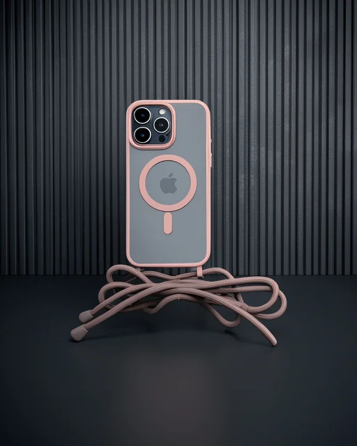 Apple İphone 12 Pro Max Kılıf Divo Lazer Askılı Magsafe Kapak - Pembe