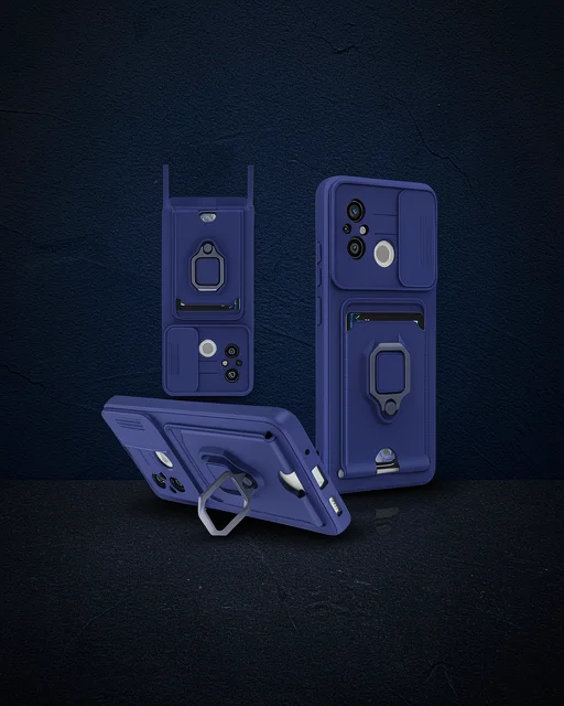Xiaomi Redmi 12c Kılıf Zuma Kartvizitli Yüzüklü Silikon - Lacivert