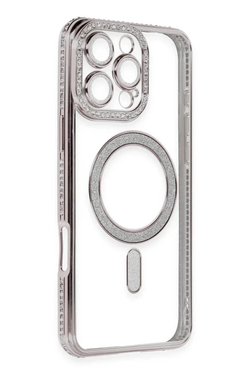 Apple iPhone 16 Pro Kılıf Joke Simli Magneticsafe Kılıf - Pembe görsel 3