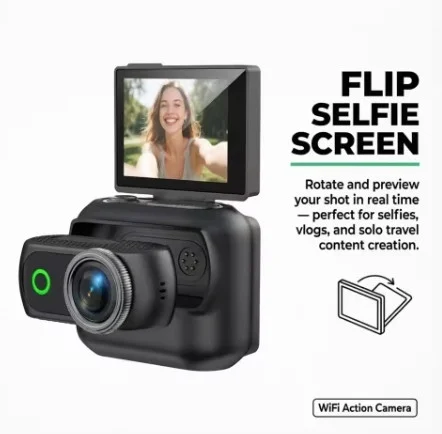 1080p Dijital Video Kamera (32gb) Kart Dijital Vlog Fotoğraf Makinesi Türkçe Siyah görsel 5