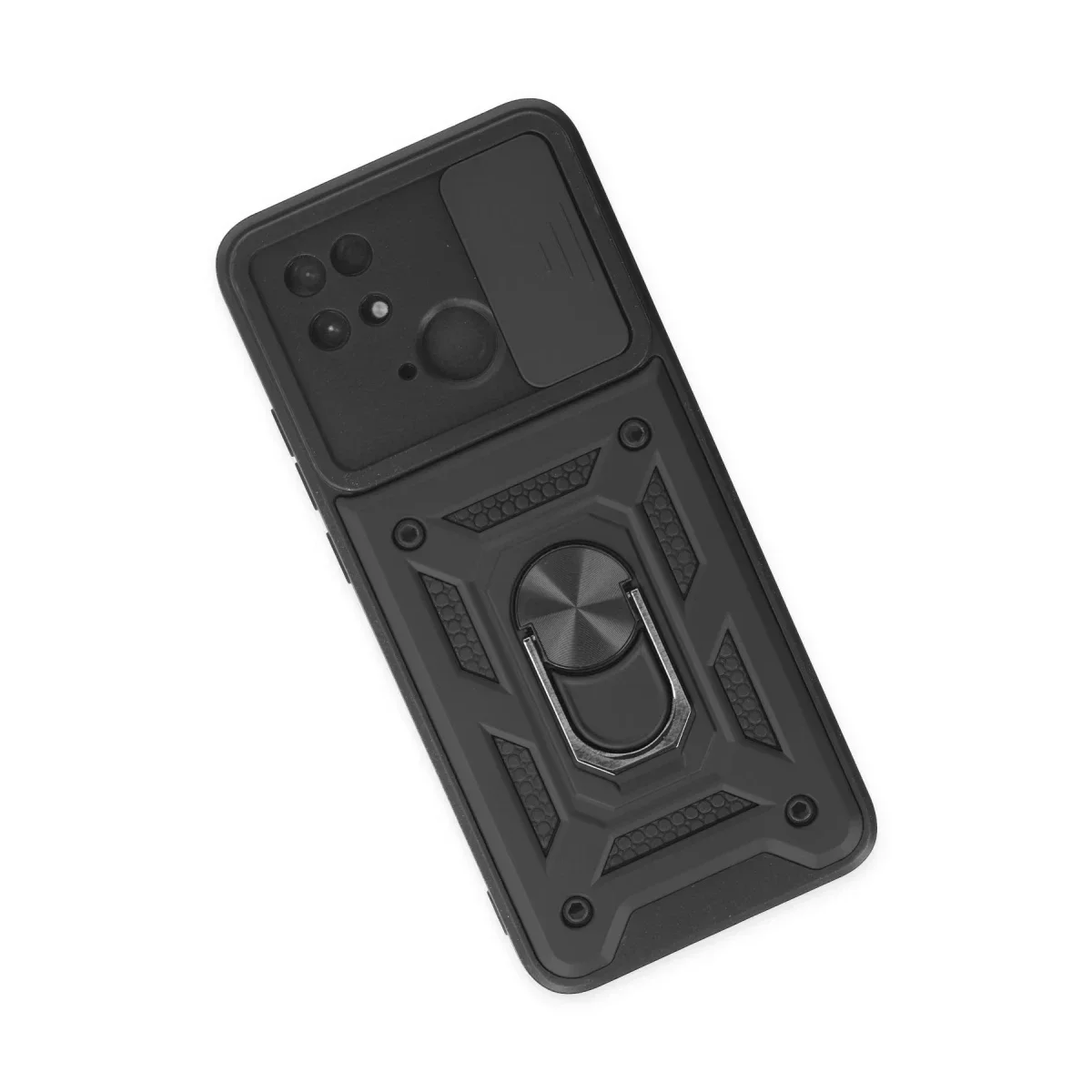 Xiaomi Redmi 10C Kılıf Pars Lens Yüzüklü Silikon - Siyah görsel 3