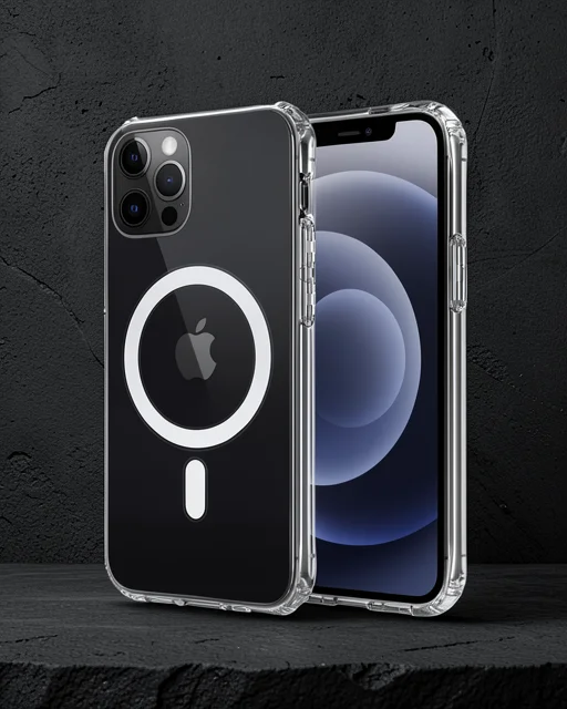 Apple İphone 12 Kılıf Magneticsafe Şeffaf Silikon - Şeffaf