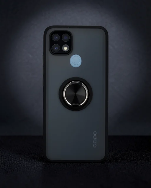 Oppo A15 Kılıf Montreal Yüzüklü Silikon Kapak - Siyah