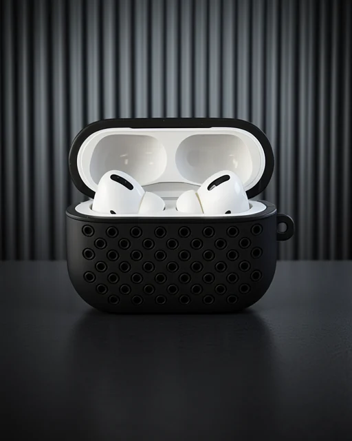 Apple Airpods Pro 2 (2.nesil) Spor Delikli Kılıf - Siyah-siyah