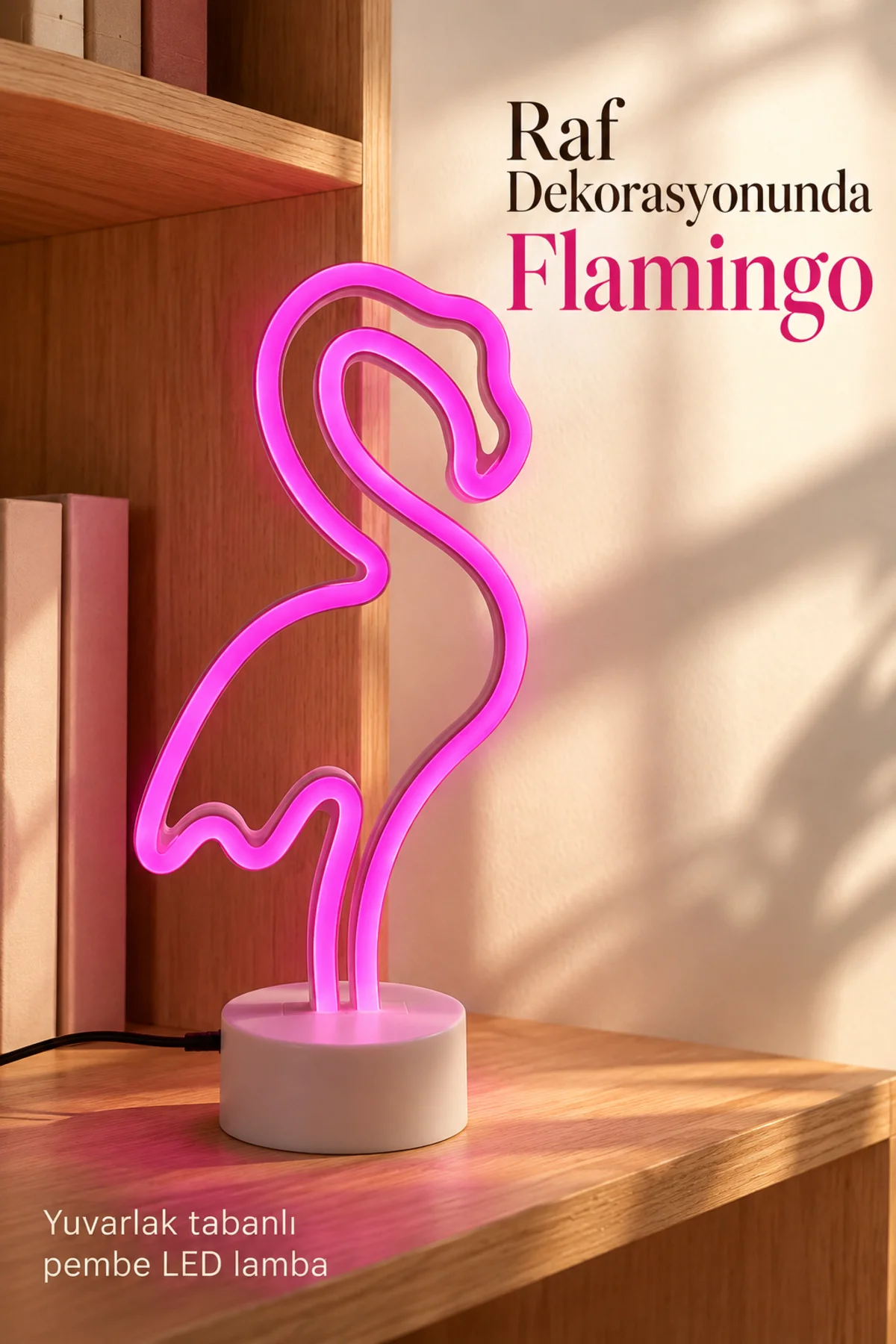 Pembe Işıklı Flamingo LED Lamba Masaüstü Dekoratif